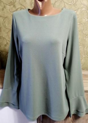 Блузка нежного оливкового цвета , рукава  волан1 фото