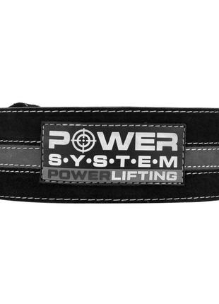 Пояс для пауерліфтингу power system ps-3800  powerlifting шкіряний black/grey line m2 фото