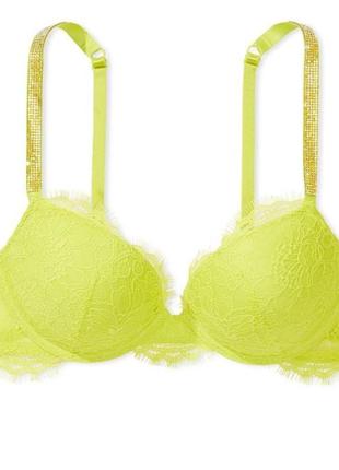 Кружевной бюстгальтер пуш-ап shine chain strap lace push-up bra limelight size:38b