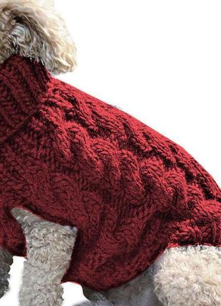 Вязаний светр для котів pet style "косичка" червоний