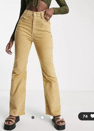 Бежеві вельветові кльошні джинси levi's premium ribcage flare джинси levi's висока посадка талія джинси кльош1 фото