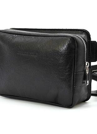 Шкіряна сумка напоясна grande pelle 740410 чорна