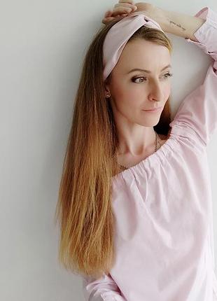 Пов'язка тюрбан пудра блідо-рожева