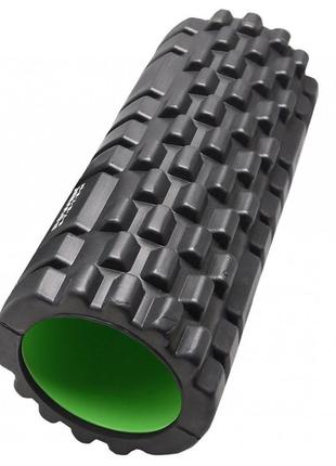 Масажний ролик (роллер) power system ps-4050 fitness foam roller black/green (33x15см.)2 фото