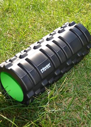 Масажний ролик (роллер) power system ps-4050 fitness foam roller black/green (33x15см.)4 фото