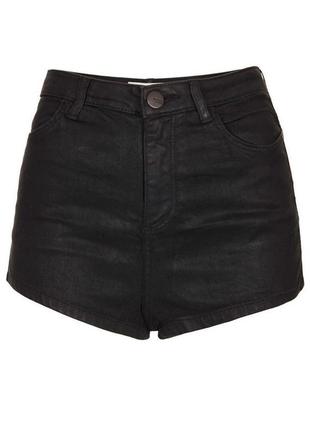 Шорты под кожу topshop moto coated denim shorts w30