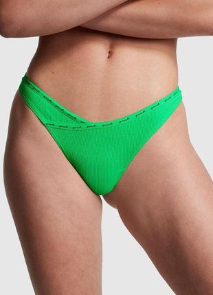 Трусики стрінги victoria's secret  rib logo cotton thong panty s зеленый
