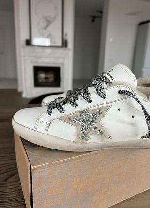 Golden goose оригінал теплі зимові білі снікери кеди овчина3 фото