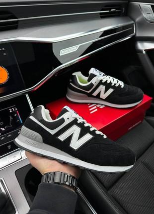 Чоловічі кросівки new balance 574 black white нью беланс чорного з білим кольорів