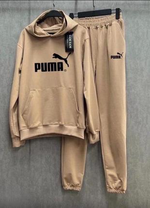 Чоловічий весняний спортивний костюм puma з капюшоном двонитка розміри m-l