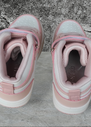 Детские деми кроссовки кеды хайтопы для девочки розовые белые3 фото