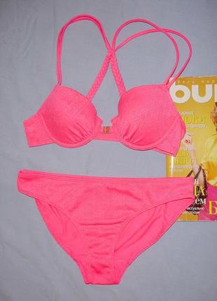 Купальник раздельный мега крутой размер 42 / 8 чашка 70 в плетение узор молодежный