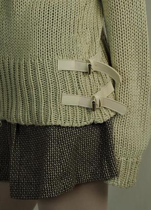 Свитер на молнии с ремнями ремешками бежевый песочный базовый кофта джемпер кардиган вязаный худые свитшот толстовка белый коричневый застежки винтаж3 фото