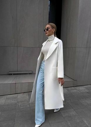 Женское весеннее длинное кашемировое пальто с карманами размеры 42-484 фото