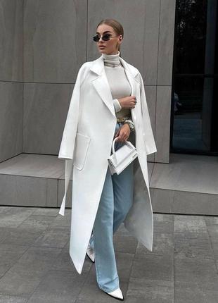 Женское весеннее длинное кашемировое пальто с карманами размеры 42-482 фото
