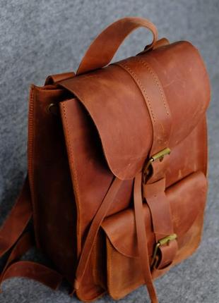 Кожа. ручная работа. кожаный коричневый женский рюкзак. рюкзачок.2 фото