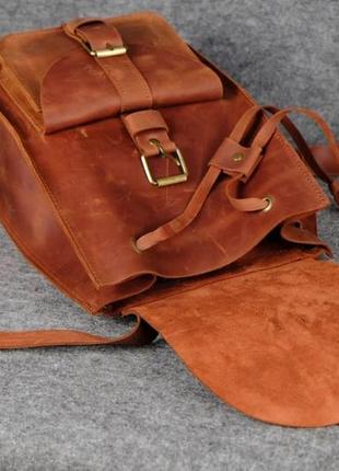 Кожа. ручная работа. кожаный коричневый женский рюкзак. рюкзачок.4 фото