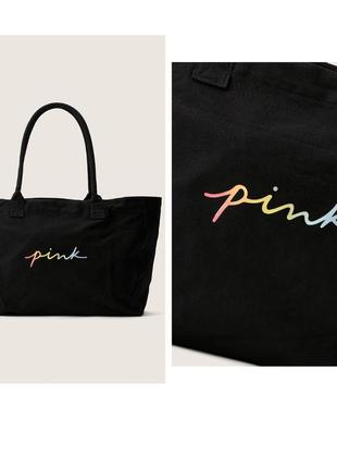 Текстильная сумка-шоппер pink victoria ́s secret oversized. оригинал. новая1 фото