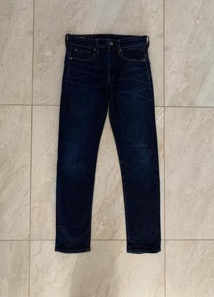 Чоловічі темно-сині джинси g-star raw 3301 tapered штани3 фото