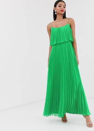 Шикарнейшее платье плиссе от asos, плиссированное в яркий зелёный цвет!