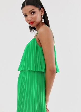 Шикарнейшее платье плиссе от asos, плиссированное в яркий зелёный цвет!3 фото