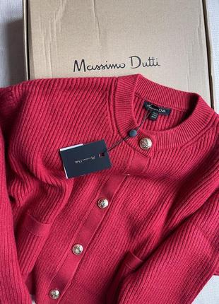 Червоний кардиган massimo dutti с золотими ґудзиками7 фото