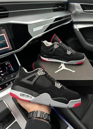 Чоловічі кросівки nike air jordan 4 retro black grey джордан чорного з сірим кольорів