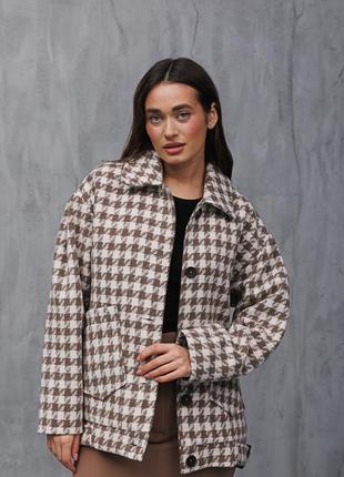 Акция короткое пальто в гусиную лапку