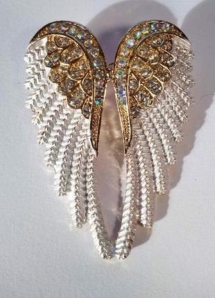 Жіноча брошка зі стразами крила ангела 5х4 см