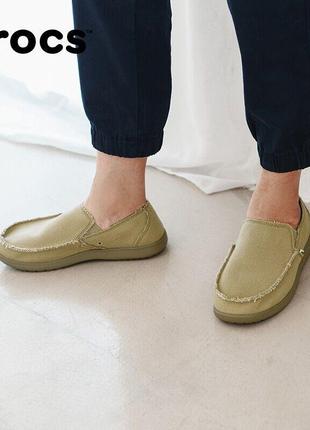 Крокс сліпони мокасини чоловічі санта круз хакі crocs mens slip-on santa cruz khaki5 фото