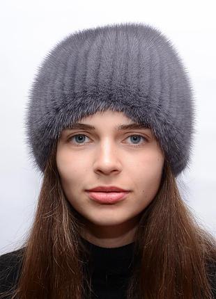 Жіноча в'язана норкова шапка "мія"