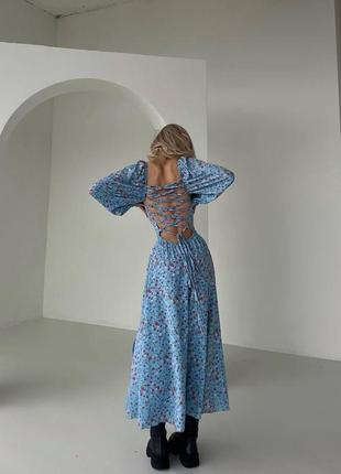 Женское элегантное легкое и нежное длинное платье с цветочками6 фото