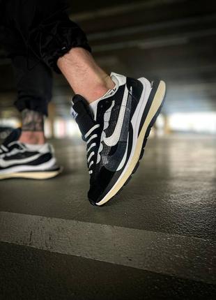 Мужские кроссовки sacai x nike vaporwaffle black/white