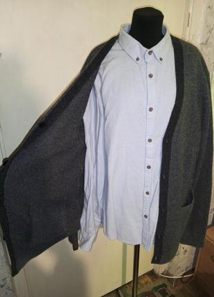 Вовняний-80%,чоловічий кардиган-жакет з кишенями та латками на ліктях,cottonfield3 фото