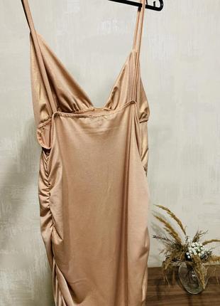 Nikka сукня з драпіруванням плаття золоте вечірнє міні святкова сукня сексу8 фото