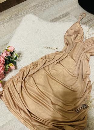 Nikka платье с драпировкой платья золотое вечернее мини праздничное платье секса3 фото