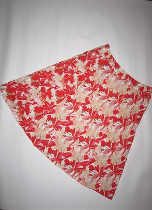 Яркая льняная юбка-полусолнце цветочный принт британский бренд anna rose2 фото