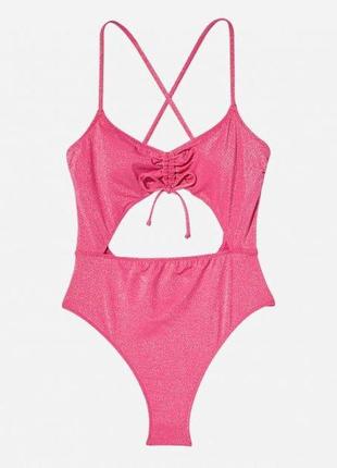 Купальник цельный женский victoria's secret ruched shine s розовый3 фото