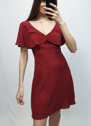 Элегантное красно-бордовое платье на подкладке от ривер айленд5 фото