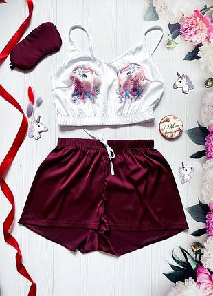 Шелковая пижама с принтом "magic unicorn"