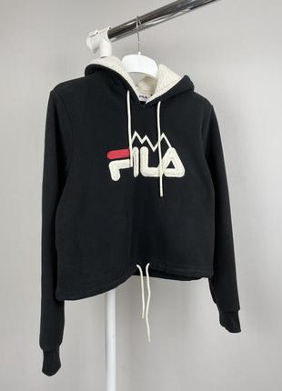 Щільне флісове вкорочене худі fila  оригінал флісова кофта толстовка плюшка