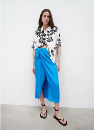 Zara невероятная рубашка рубашка блузка блуза print прин цветы оверсайз бренд zara зара, р.s1 фото