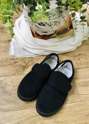 Мокасины кеды 19,5 см текстиль, тапочки на липучках, чёрные9 фото