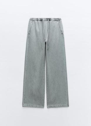 Широкие джинсы серые женские zara new1 фото
