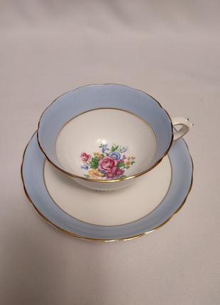 Чайный сервиз англия tuscan fine bone china. 1947 год. антиквариат.6 фото