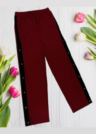 Женские бордово-красные спортивные штаны размер с