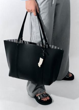 Базовая сумка-шоппер черная zara new