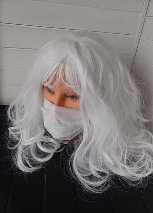 Карнавальный маскарадный парик белый эльза зима снежная королева