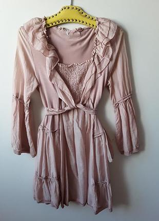 Пудровое платье туника6 фото
