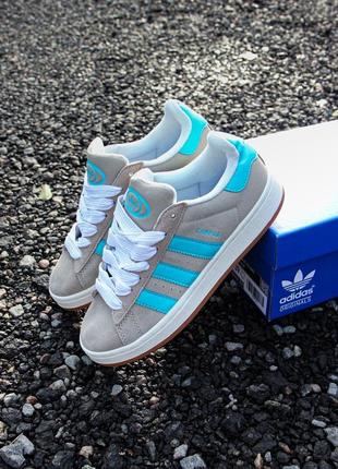 Жіночі кросівки adidas campus 00s white preloved blue / адідас кампус сірі голубі смужки / жіноче демісезонне взуття на весну , літо, осінь